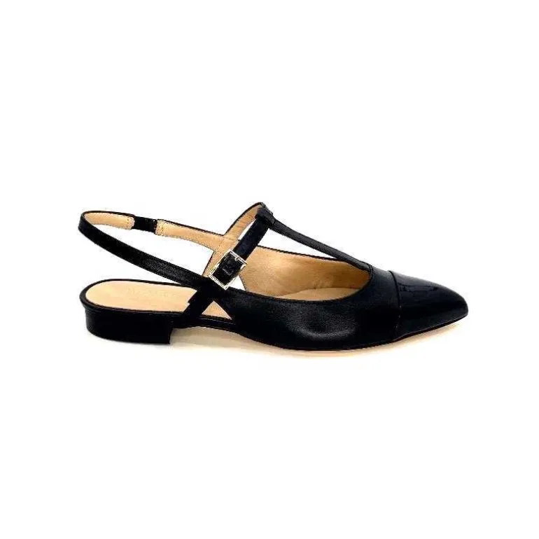 Ivoire0347b Ballerines Bride Arrière Ivoire Ch788 Cuir Noir Discount