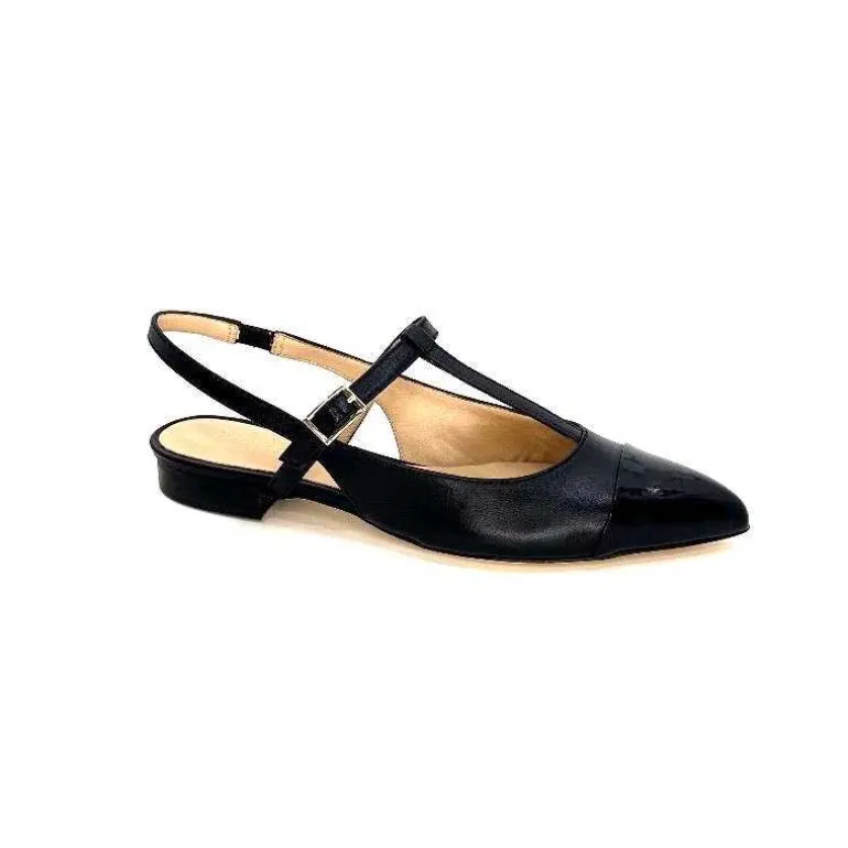 Ivoire0347b Ballerines Bride Arrière Ivoire Ch788 Cuir Noir Discount