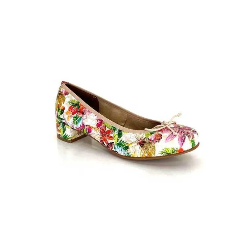 Ivoire0036a Ballerines Ivoire Kat Azucena Cuir Imprimé Multicolore Discount