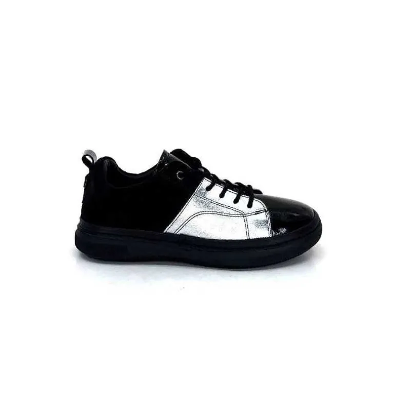 Ivoire0401a Baskets Ivoire 500-353 Cuir &amp; Argenté Noir Online