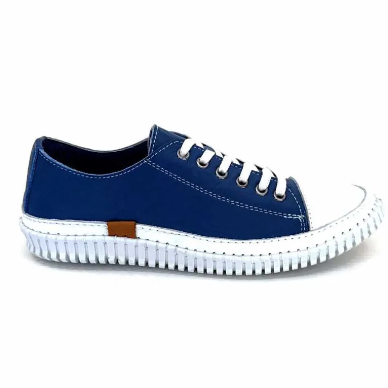441-ivoire1 Baskets Légère Ivoire 032 11106 Cuir Bleu Best
