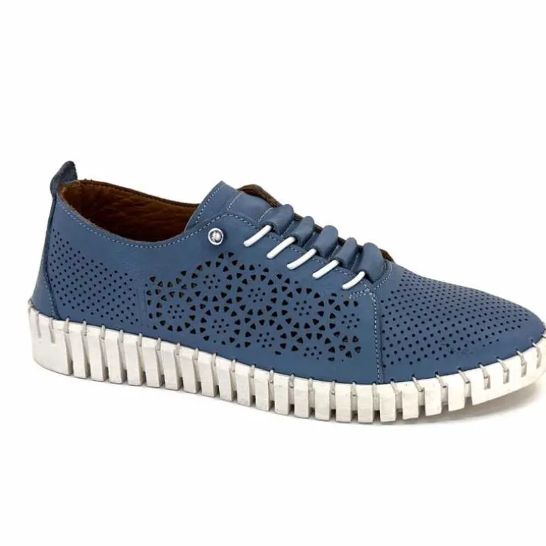 384-ivoire Baskets Légère Ivoire Hy2020 Cuir Bleu Cheap