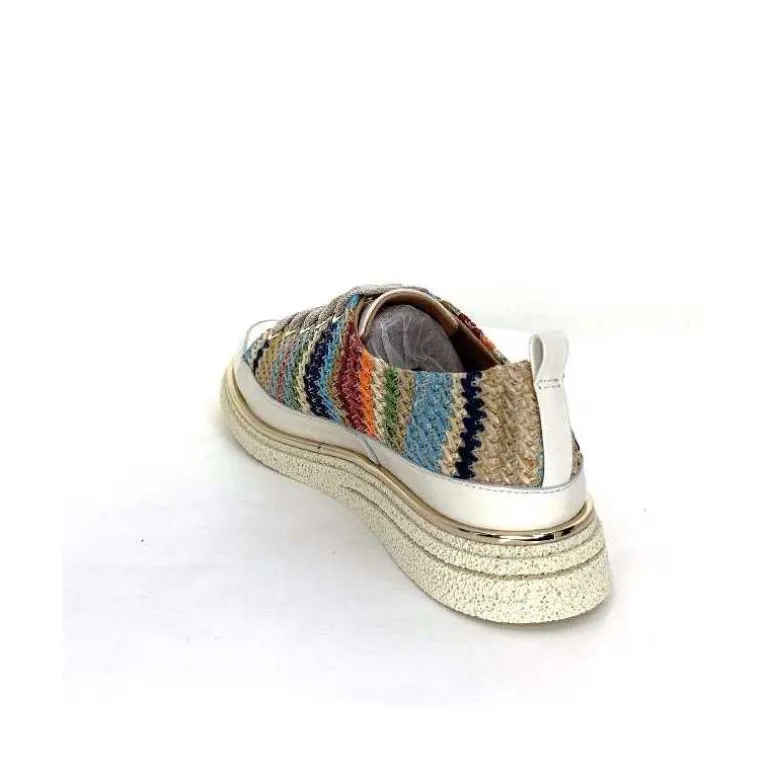 XSA Baskets Légère 8010 Cuir Beige Rafia Multicolore Fashion