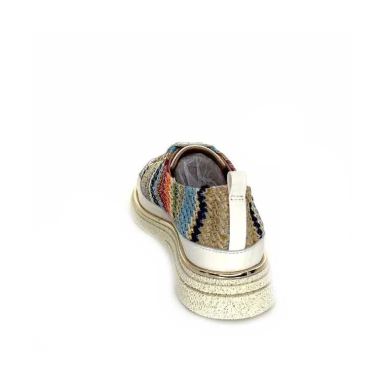 XSA Baskets Légère 8010 Cuir Beige Rafia Multicolore Fashion