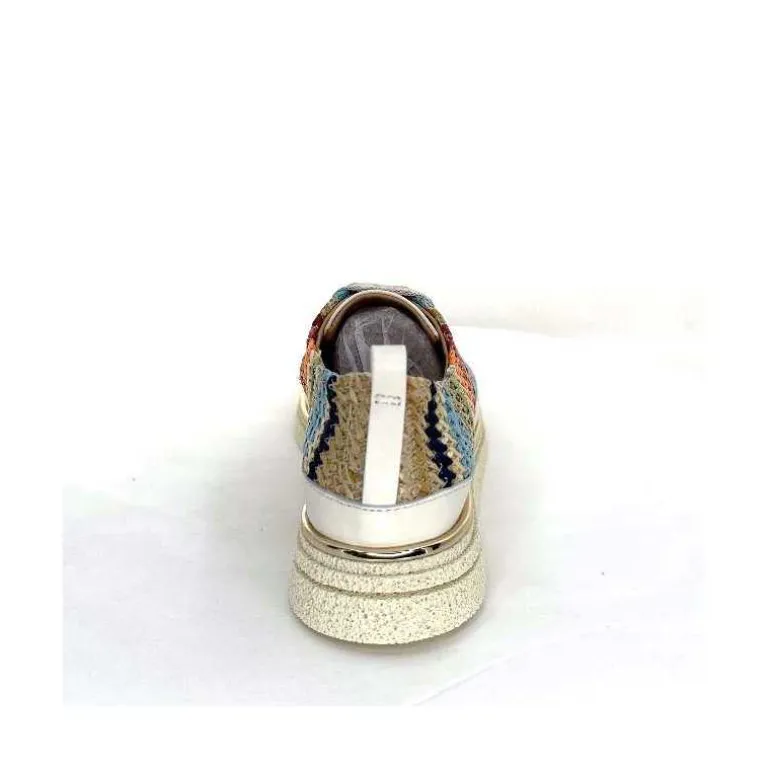 XSA Baskets Légère 8010 Cuir Beige Rafia Multicolore Fashion