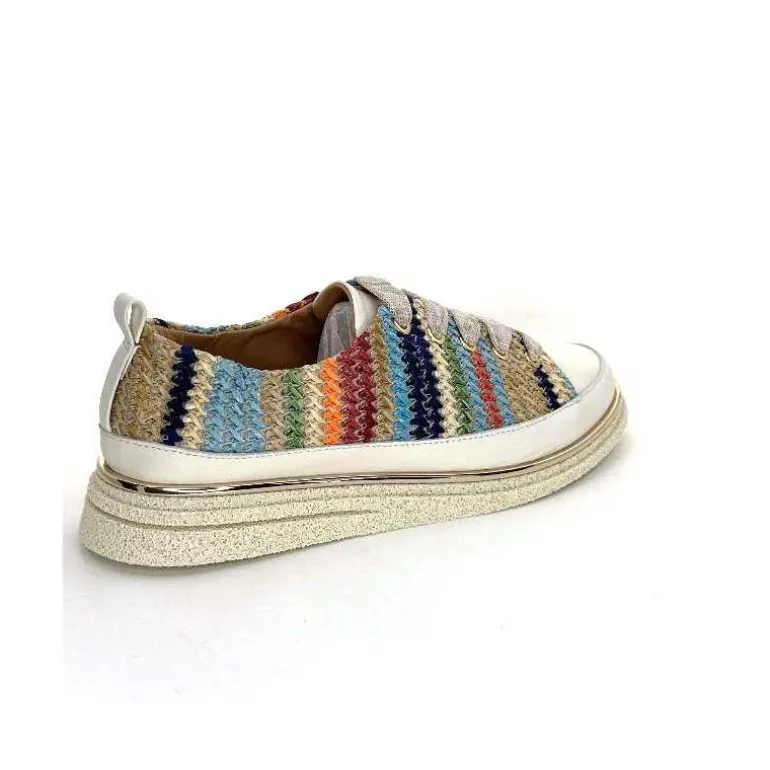 XSA Baskets Légère 8010 Cuir Beige Rafia Multicolore Fashion
