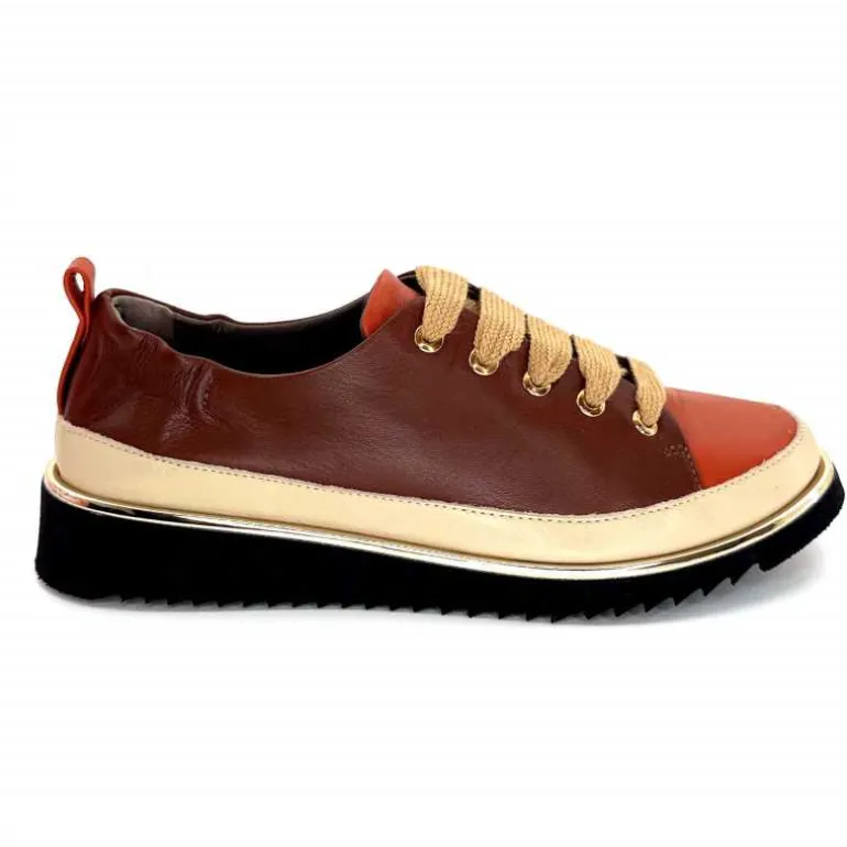 XSA Baskets Légère 8010 Poseidon Cuir Beige &amp; Rouille Marron Outlet