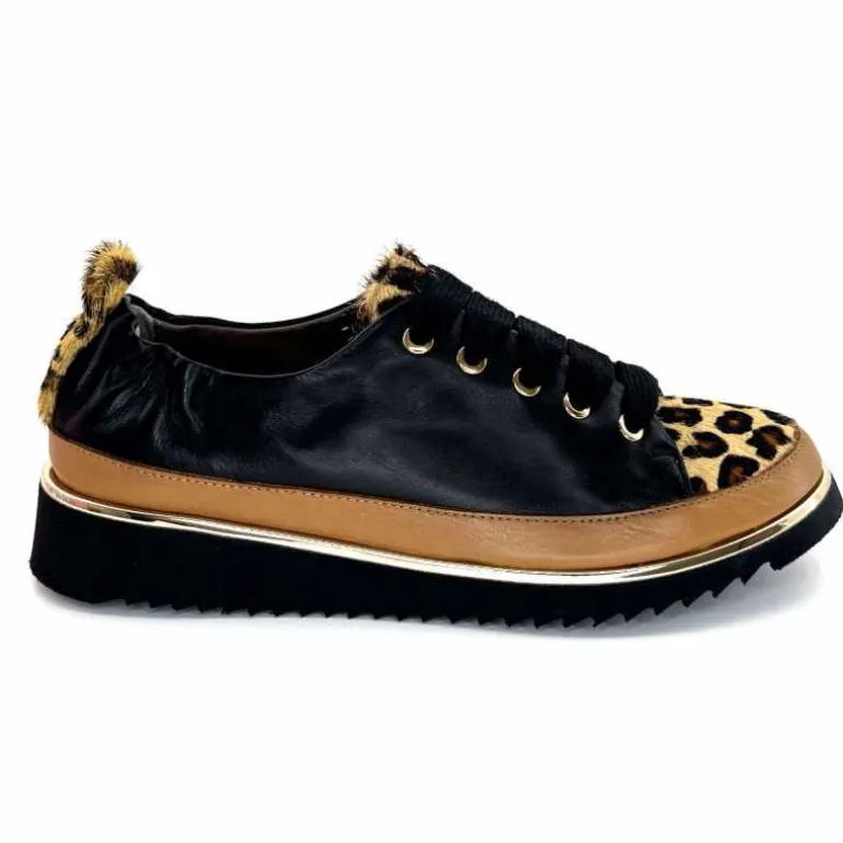 XSA Baskets Légère 8010 Poseidon Léo Cuir Marron &amp; Noir Cheap