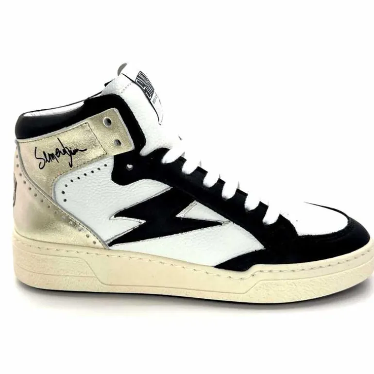 Semerdjian Baskets Montante SMR23 Braga A557 Cuir Noir Or Blanc Online
