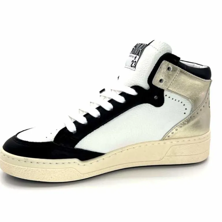 Semerdjian Baskets Montante SMR23 Braga A557 Cuir Noir Or Blanc Online