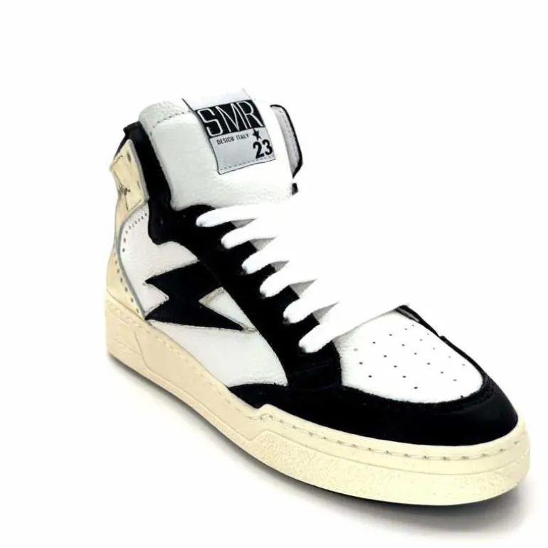 Semerdjian Baskets Montante SMR23 Braga A557 Cuir Noir Or Blanc Online