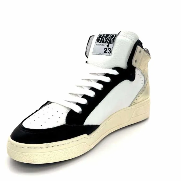 Semerdjian Baskets Montante SMR23 Braga A557 Cuir Noir Or Blanc Online