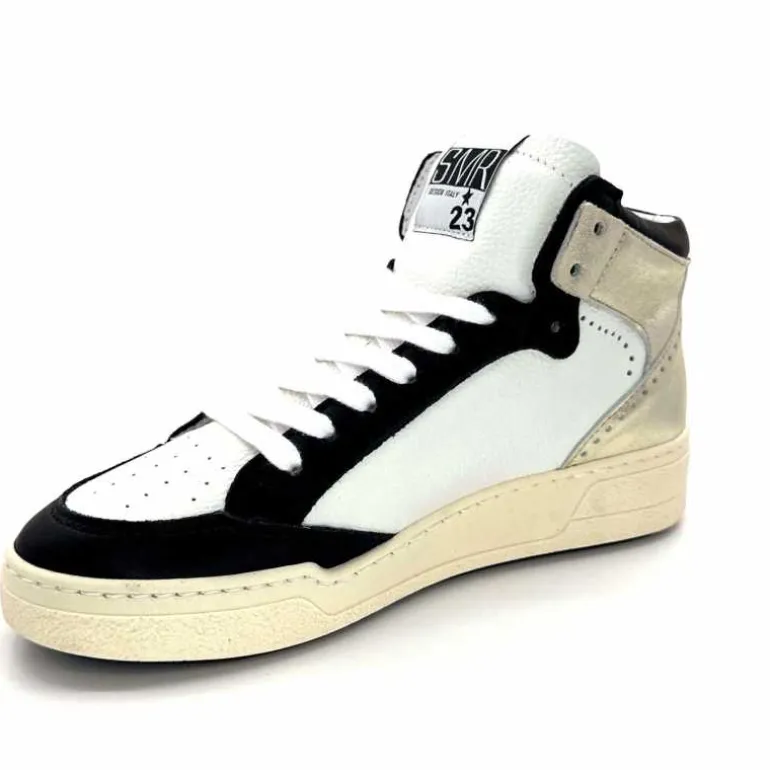Semerdjian Baskets Montante SMR23 Braga A557 Cuir Noir Or Blanc Online