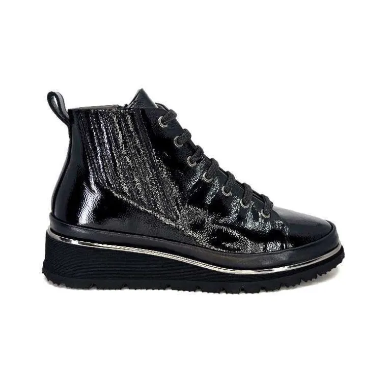 XSA Baskets Montante 9811Cuir Vernis Noir Flash Sale