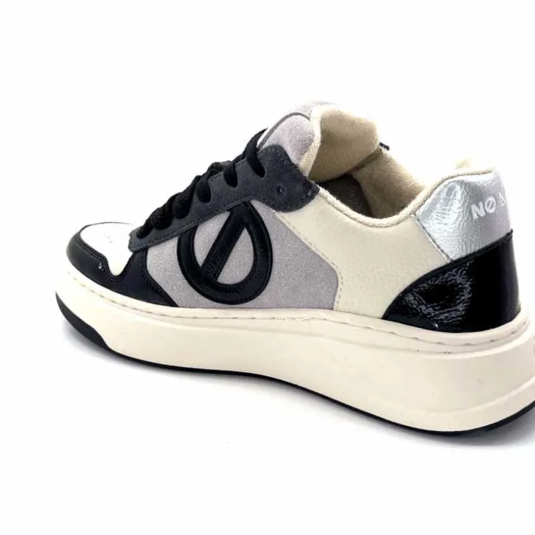 No Name Baskets Bridget Sneaker W Cuir Noir Blanc Gris BlancGrisClairNoir Cheap