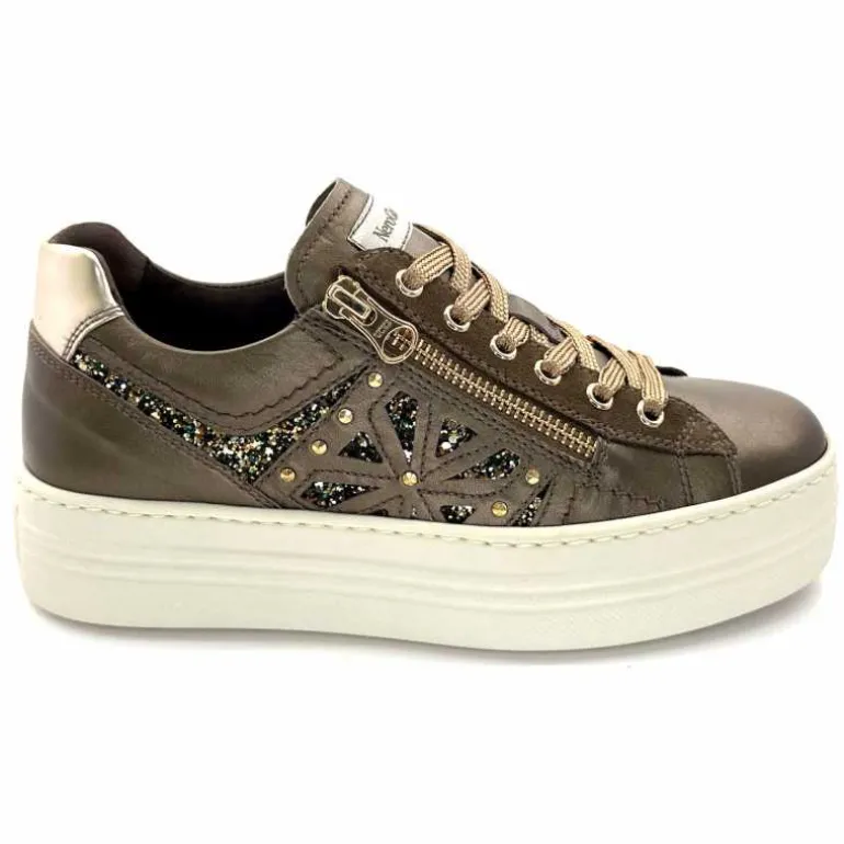 Nero Giardini Baskets Plateforme Fermeture Éclaire Nero Giardin 1411611 D322 Cuir Bronze New