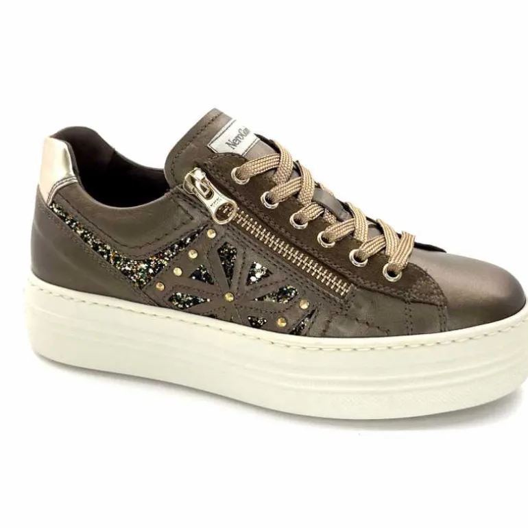 Nero Giardini Baskets Plateforme Fermeture Éclaire Nero Giardin 1411611 D322 Cuir Bronze New
