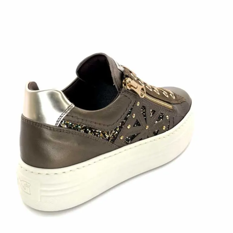 Nero Giardini Baskets Plateforme Fermeture Éclaire Nero Giardin 1411611 D322 Cuir Bronze New