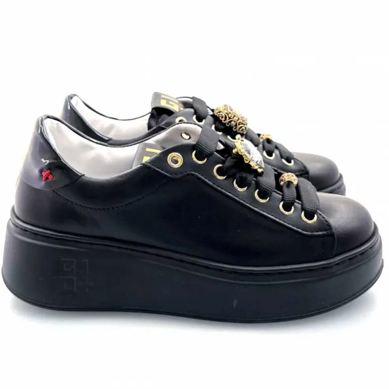 GioPiu Baskets Plateforme Gio+ Pia 258a Cuir Bijoux Noir Sale