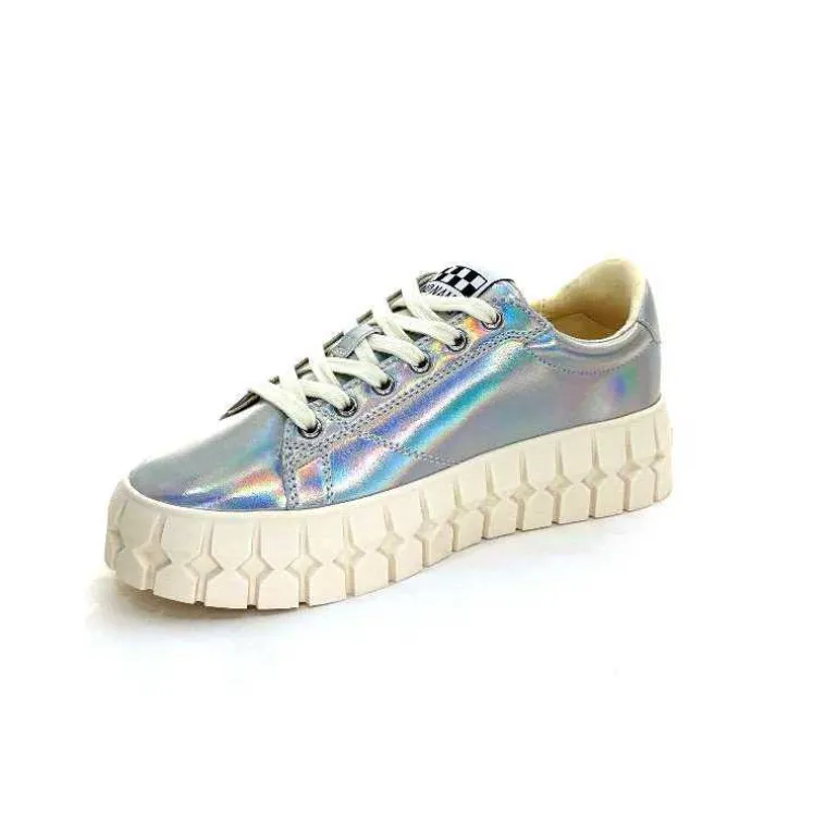 No Name Baskets Plateforme Play Sneaker W Cuir Irisé Argent Clearance