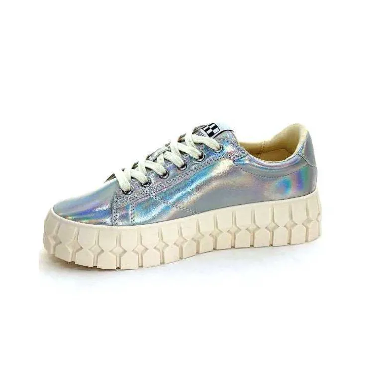 No Name Baskets Plateforme Play Sneaker W Cuir Irisé Argent Clearance