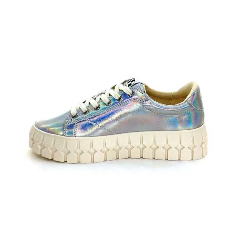 No Name Baskets Plateforme Play Sneaker W Cuir Irisé Argent Clearance