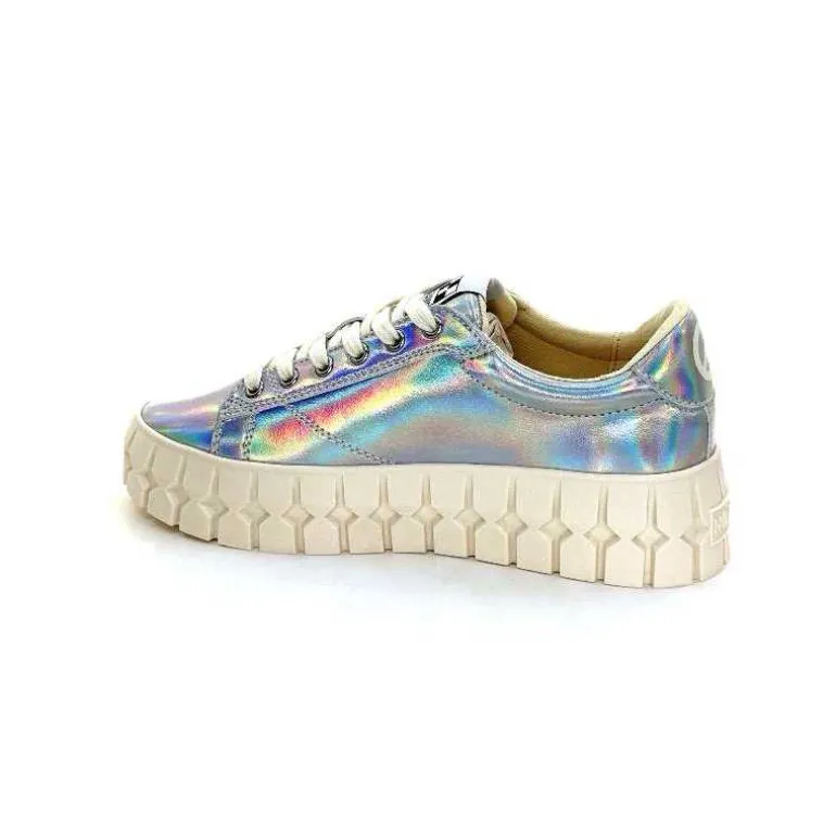 No Name Baskets Plateforme Play Sneaker W Cuir Irisé Argent Clearance