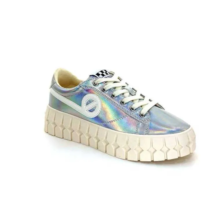 No Name Baskets Plateforme Play Sneaker W Cuir Irisé Argent Clearance