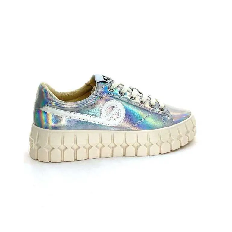 No Name Baskets Plateforme Play Sneaker W Cuir Irisé Argent Clearance