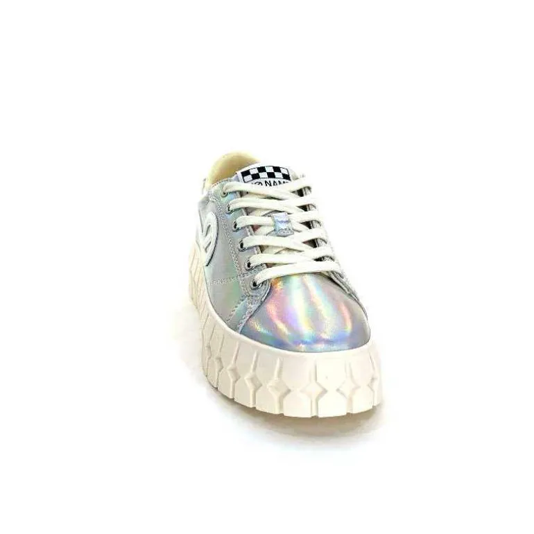 No Name Baskets Plateforme Play Sneaker W Cuir Irisé Argent Clearance