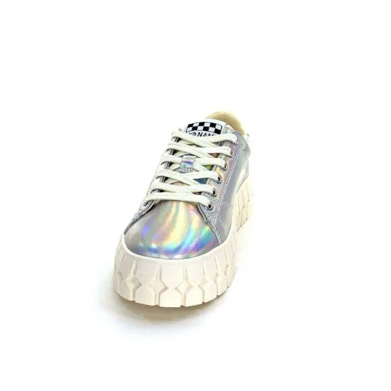 No Name Baskets Plateforme Play Sneaker W Cuir Irisé Argent Clearance