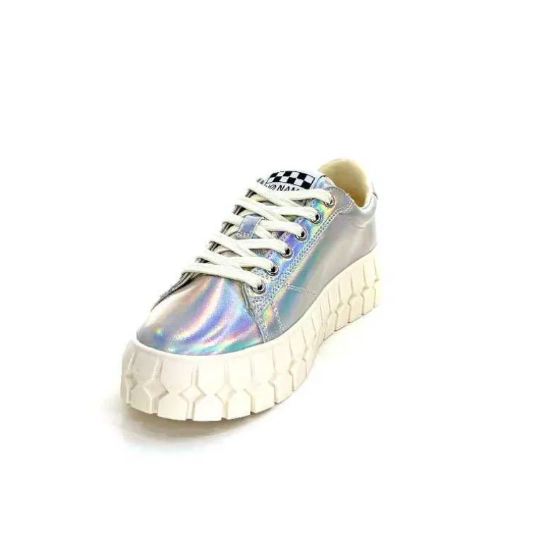 No Name Baskets Plateforme Play Sneaker W Cuir Irisé Argent Clearance
