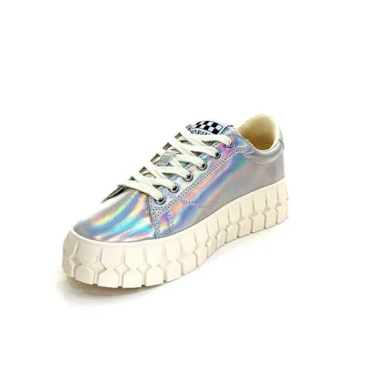 No Name Baskets Plateforme Play Sneaker W Cuir Irisé Argent Clearance