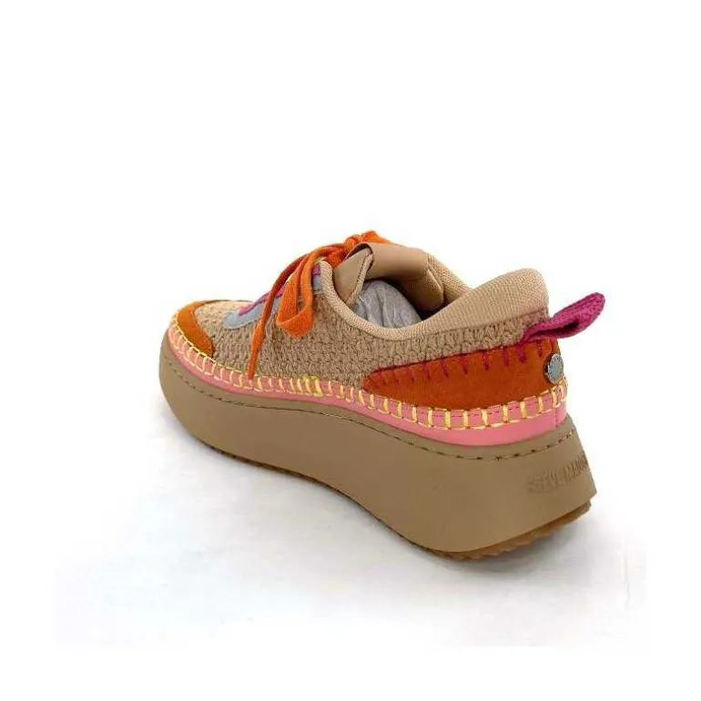 Steve Madden Baskets Plateforme Double Take Textile Orange Beige Rose Clearance