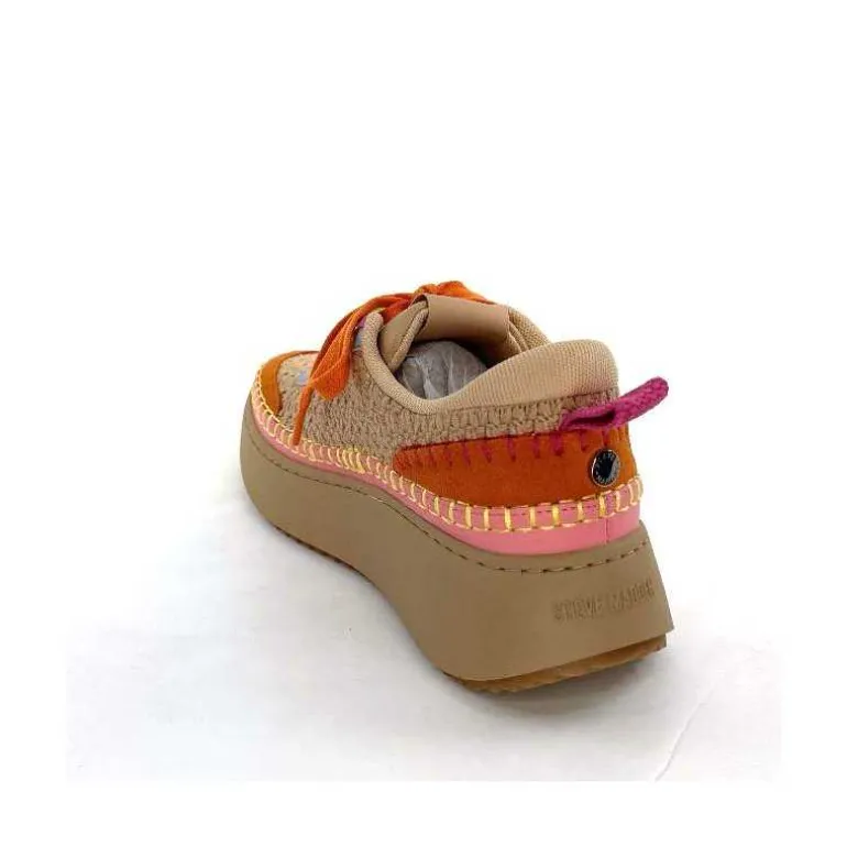 Steve Madden Baskets Plateforme Double Take Textile Orange Beige Rose Clearance