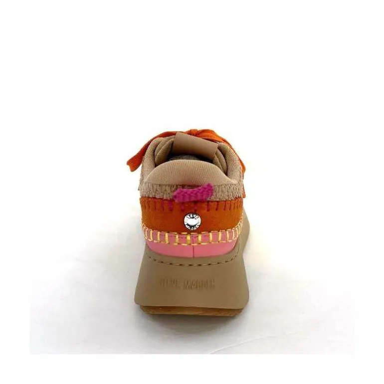 Steve Madden Baskets Plateforme Double Take Textile Orange Beige Rose Clearance