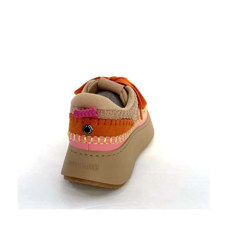 Steve Madden Baskets Plateforme Double Take Textile Orange Beige Rose Clearance