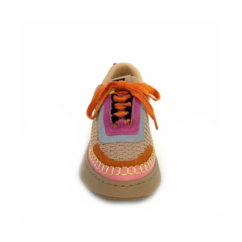Steve Madden Baskets Plateforme Double Take Textile Orange Beige Rose Clearance