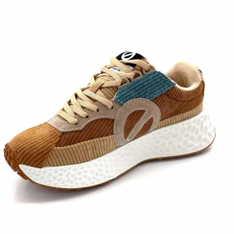 No Name Baskets Running Carter Runner W Velour Beige Bleu Marron New