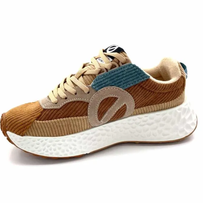 No Name Baskets Running Carter Runner W Velour Beige Bleu Marron New