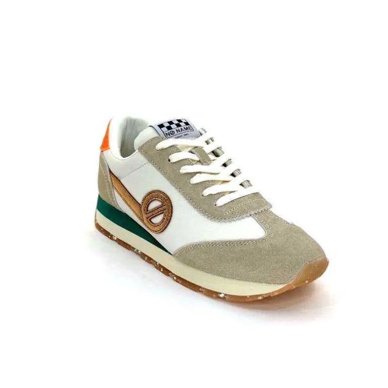 No Name Baskets Running City Run Jogger W Daim Orange Textile Blanc Beige Sale