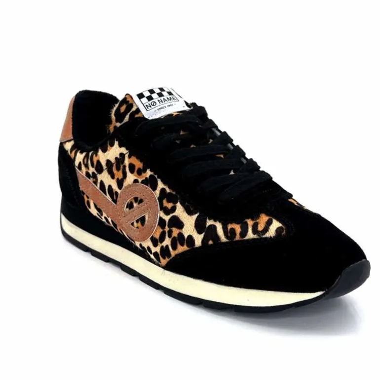 No Name Baskets Running City Run Jogger W Daim Noir Léo LéopardNoir Cheap