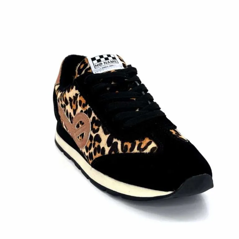 No Name Baskets Running City Run Jogger W Daim Noir Léo LéopardNoir Cheap