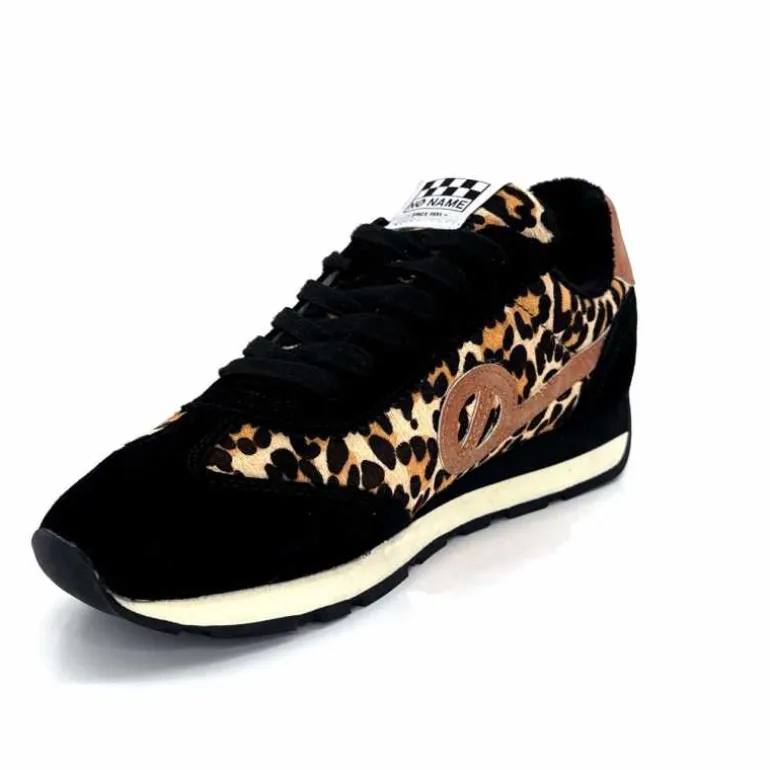 No Name Baskets Running City Run Jogger W Daim Noir Léo LéopardNoir Cheap