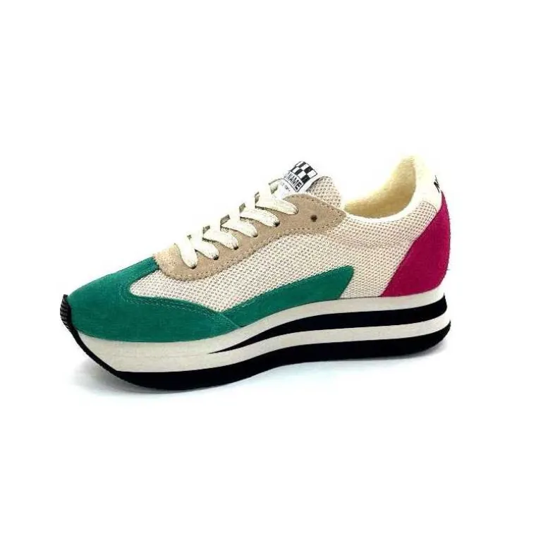 No Name Baskets Running Flex M Jogger W Daim Fuchsia Textile Beige Vert Flash Sale
