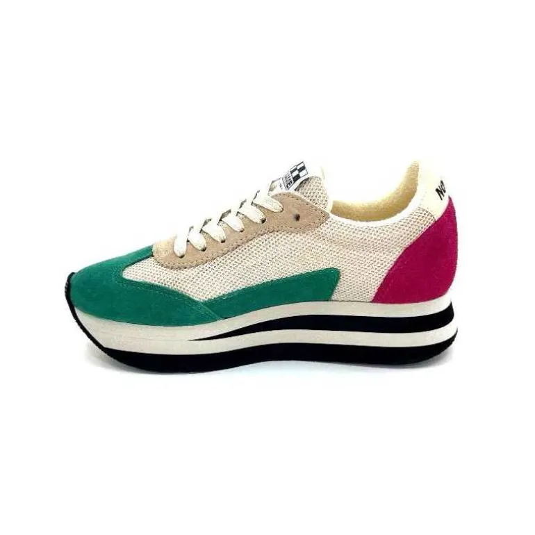 No Name Baskets Running Flex M Jogger W Daim Fuchsia Textile Beige Vert Flash Sale