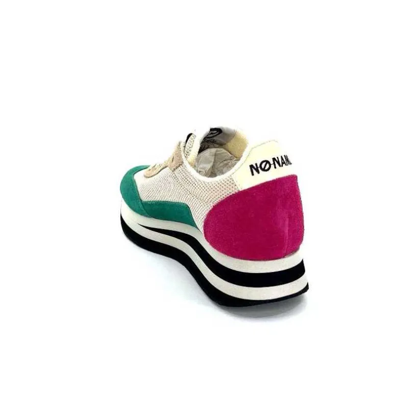 No Name Baskets Running Flex M Jogger W Daim Fuchsia Textile Beige Vert Flash Sale