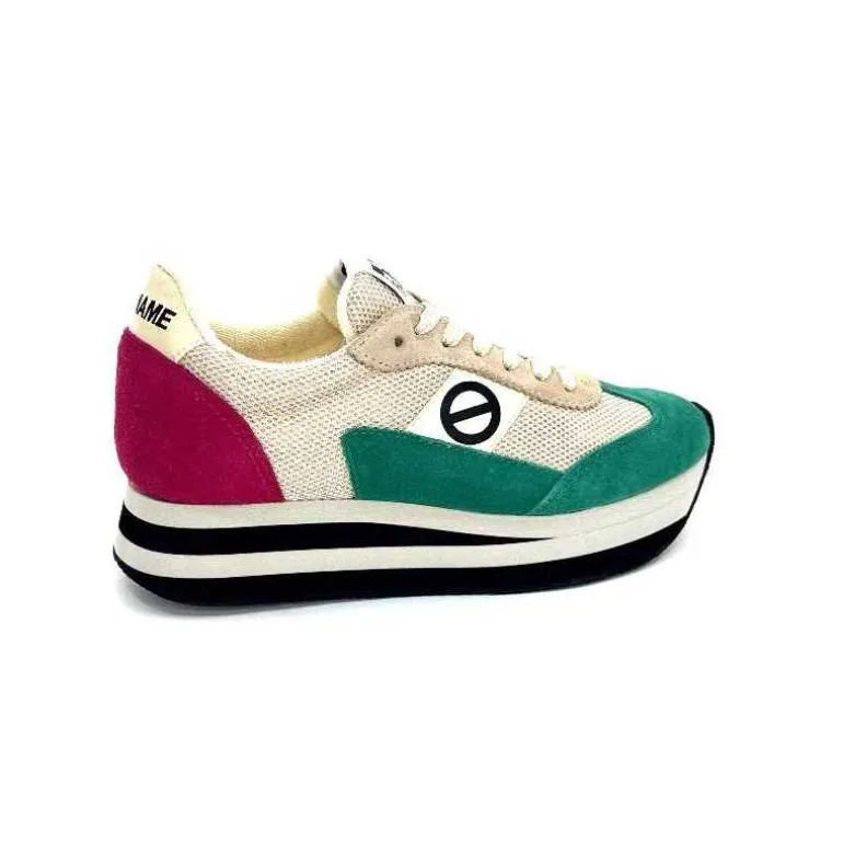 No Name Baskets Running Flex M Jogger W Daim Fuchsia Textile Beige Vert Flash Sale