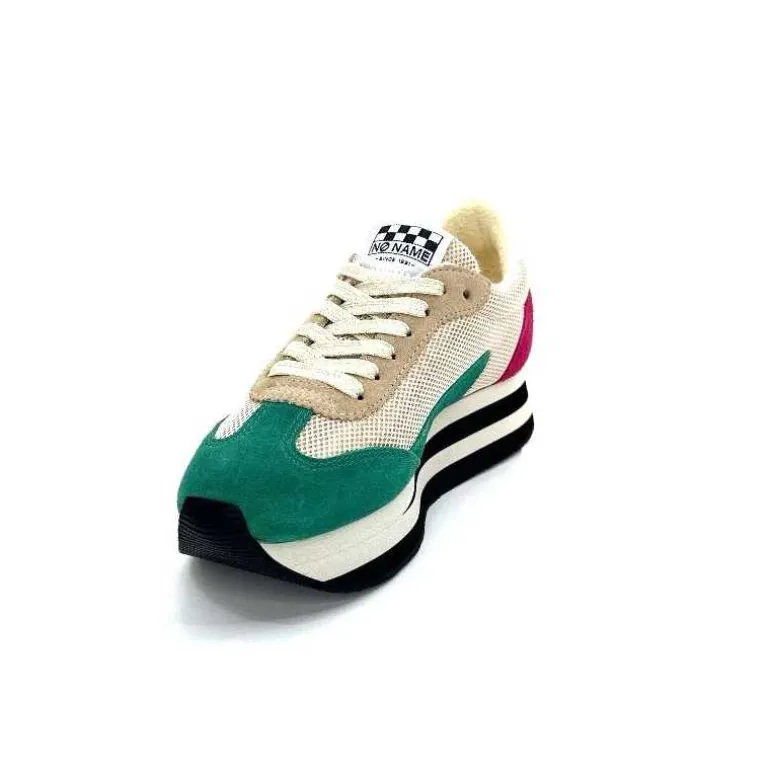 No Name Baskets Running Flex M Jogger W Daim Fuchsia Textile Beige Vert Flash Sale