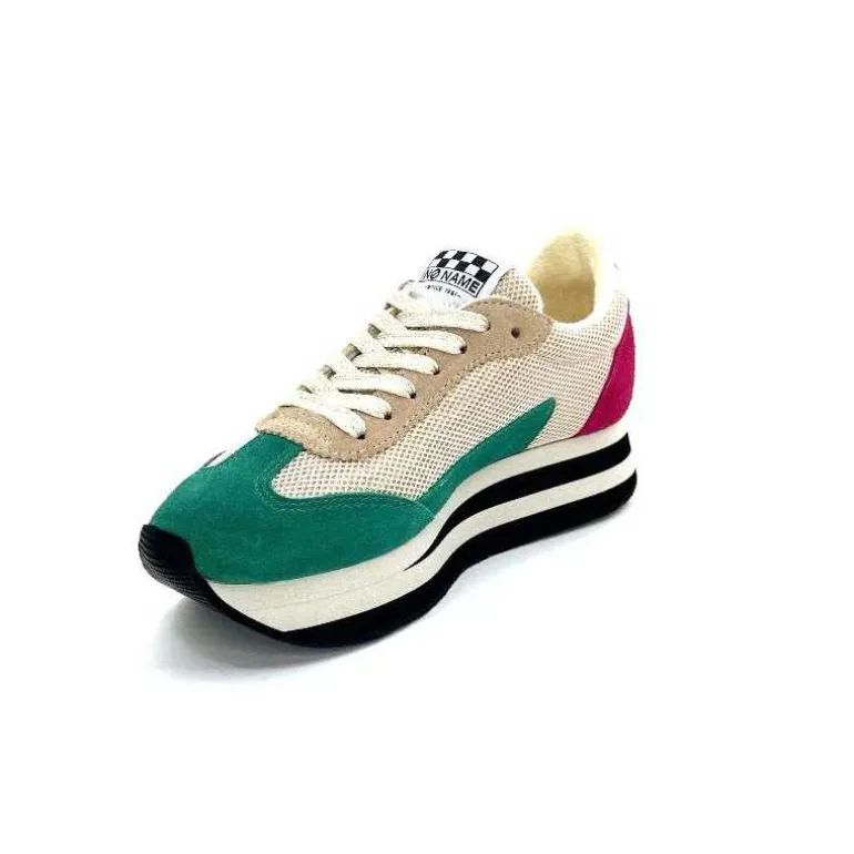 No Name Baskets Running Flex M Jogger W Daim Fuchsia Textile Beige Vert Flash Sale